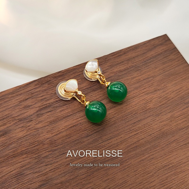 Aurelia Fan Cat-Eye Jade-Inspired Clip-On Earrings product image 2