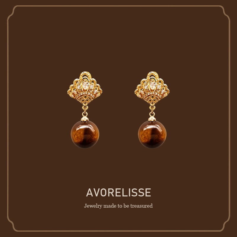 Vesper Tiger-Eye Inspired Clip-On Drop Earrings product image 1