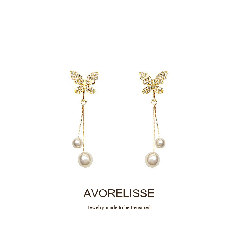 Celeste Butterfly Pearl Tassel Clip-On Drop Earrings product image 8