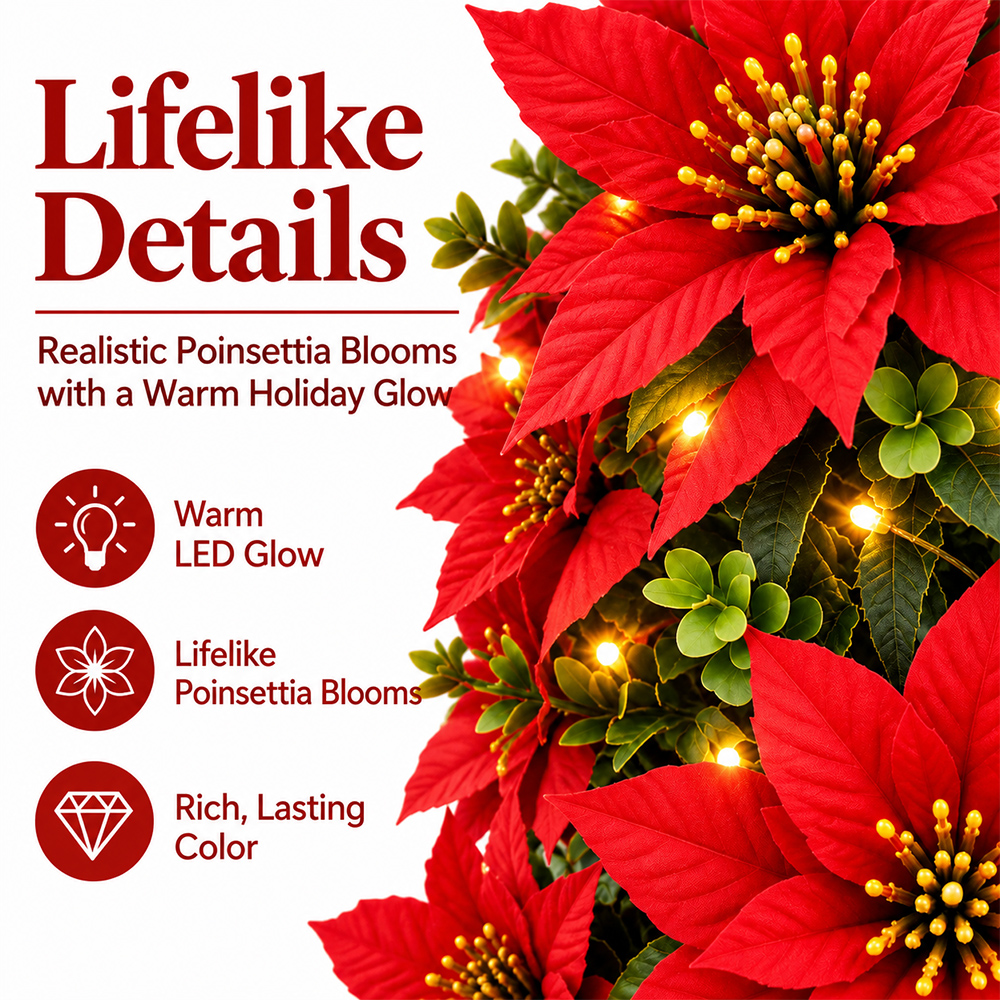 🔥2026 Christmas Sale 50% OFF | Lighted Christmas Poinsettia Tree Ground Stake