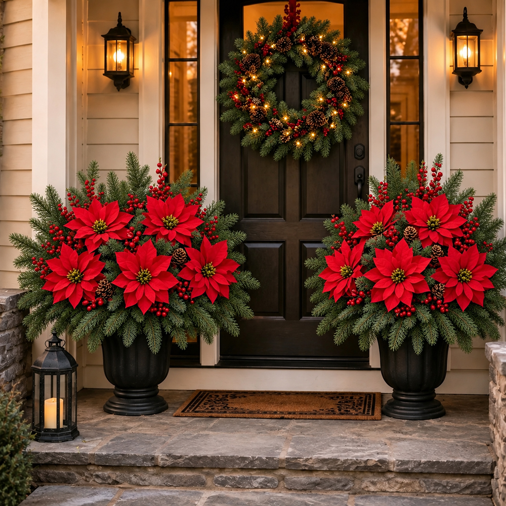 🔥2026 Christmas Sale 50% OFF | Poinsettia Berry Pine Artificial Arrangement