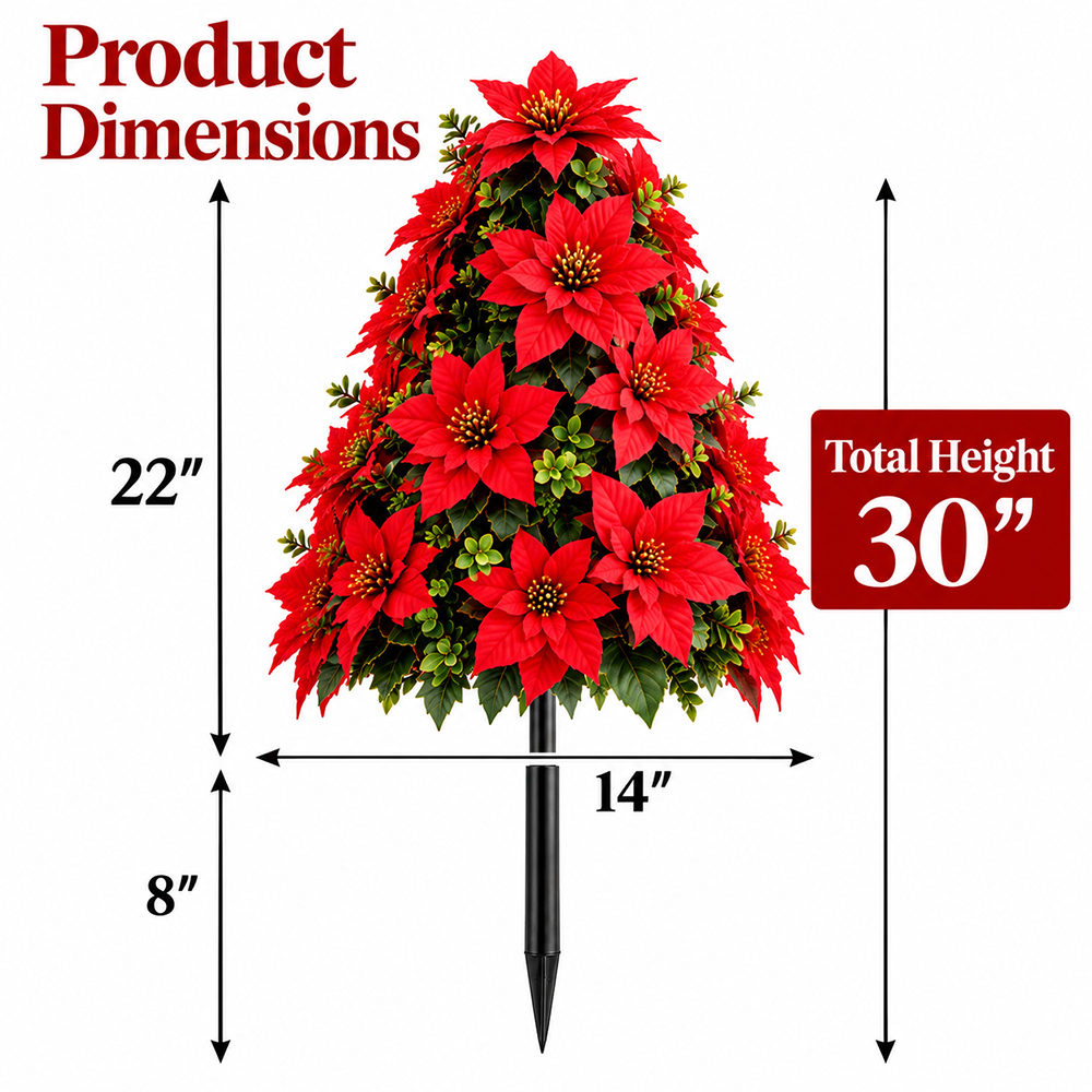 🔥2026 Christmas Sale 50% OFF | Christmas Poinsettia Tree Ground Stake