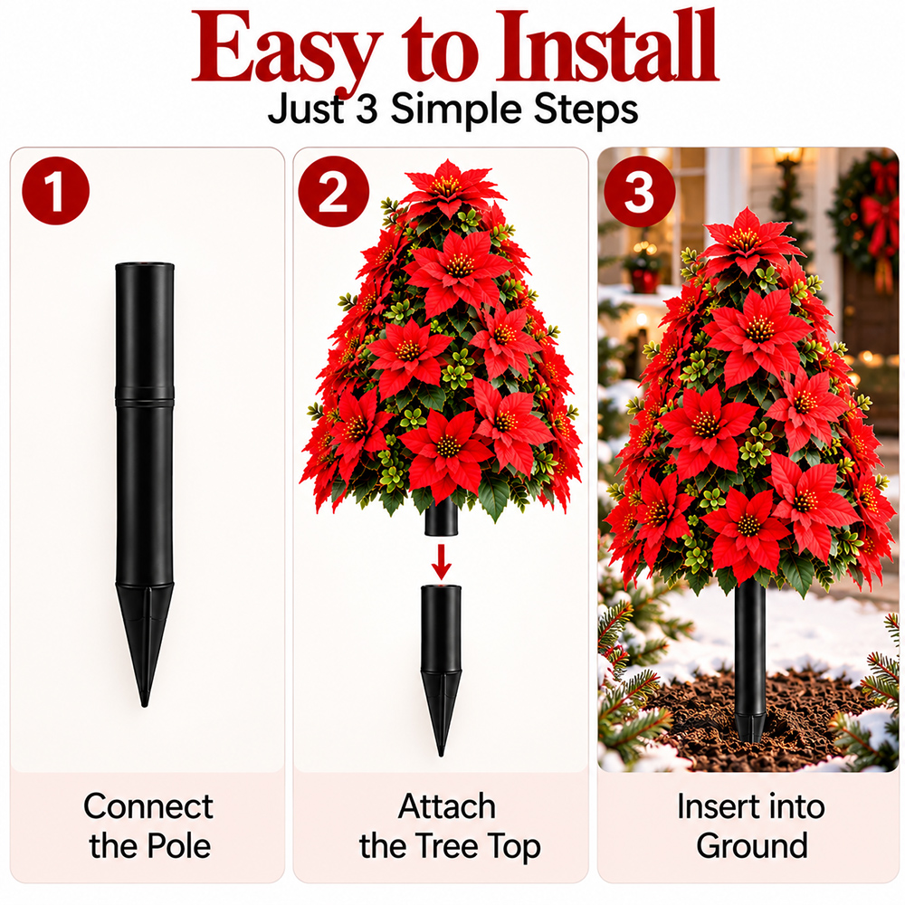🔥2026 Christmas Sale 50% OFF | Christmas Poinsettia Tree Ground Stake