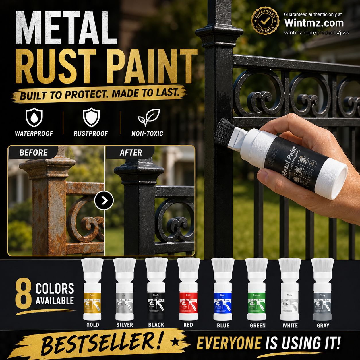 ✨New Arrival-🔥 BUY 2 GET 1 FREE (3 PCS)   🖌️Refresh paint surfaces in one simple spray!✨🏠Water-Based Metallic Silver Paint with Built-in Brush💥👍