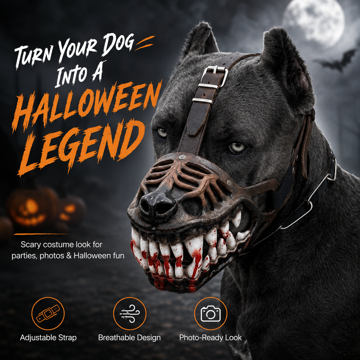 🐺 Halloween Monster Dog Costume Muzzle – Scary Latex Pet Party Accessory(📦Buy 2 Free Shipping)