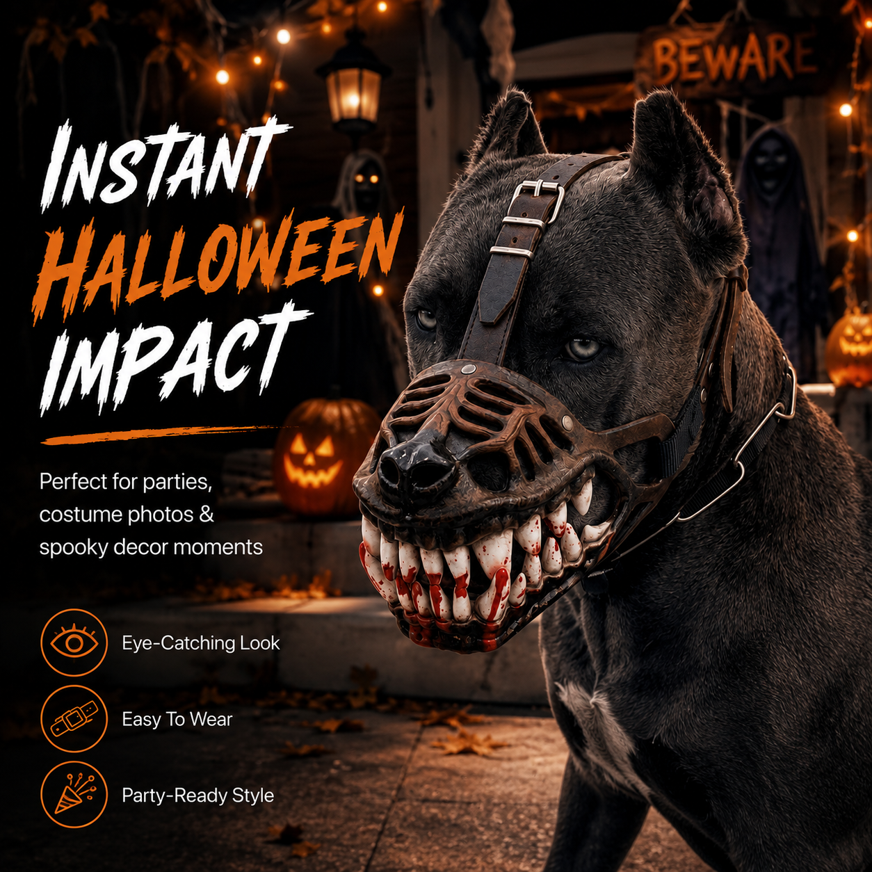 🐺 Halloween Monster Dog Costume Muzzle – Scary Latex Pet Party Accessory(📦Buy 2 Free Shipping)