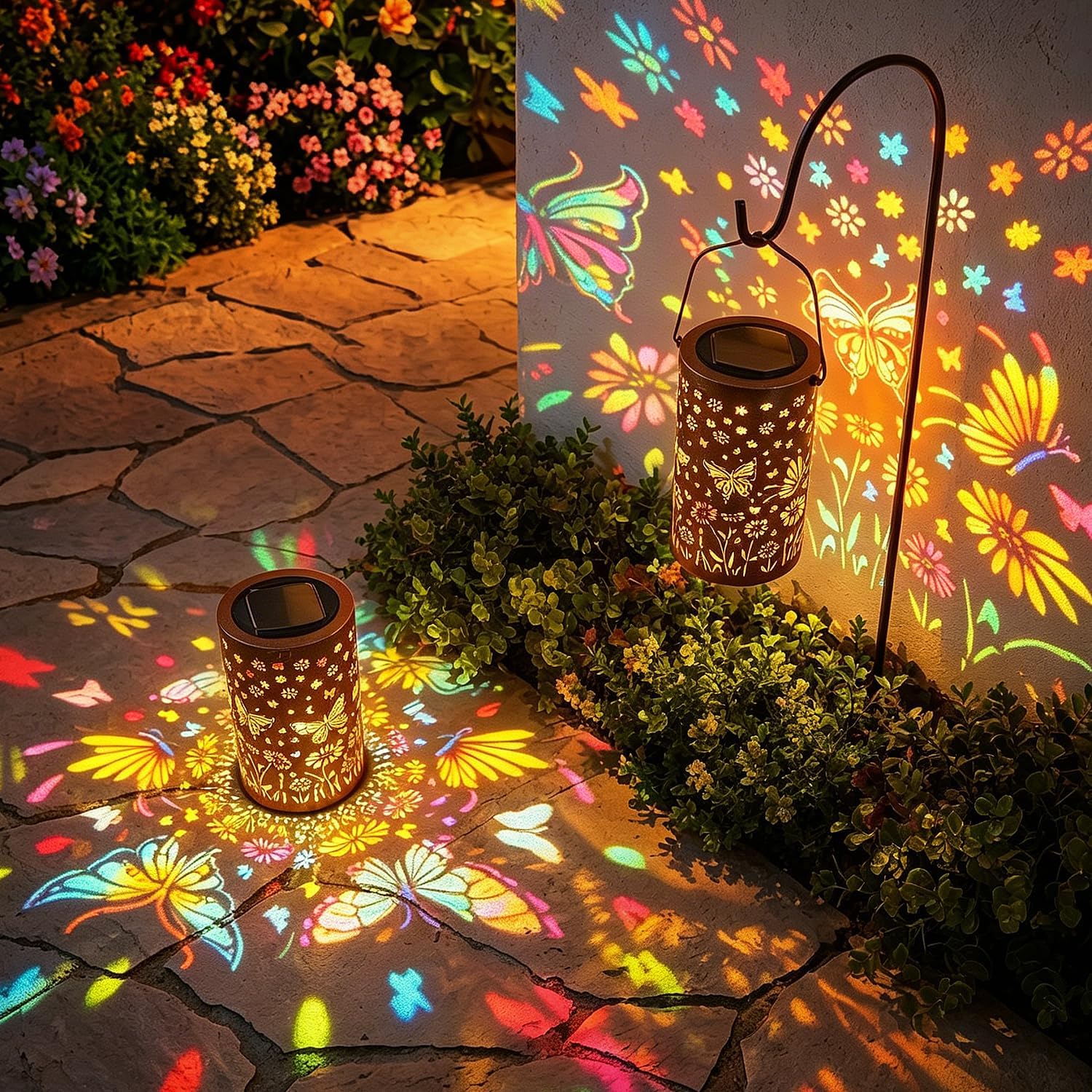 🔥HOT SALE 60% OFF🦋Colorful Butterfly Glow Solar Garden Lantern