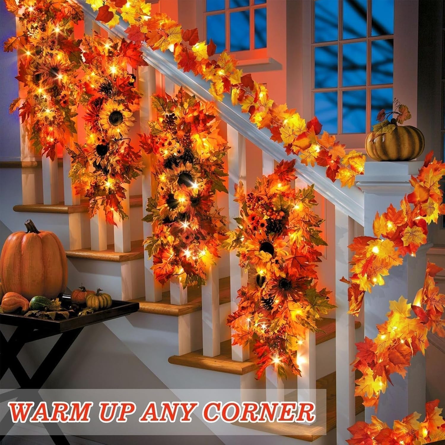 🍁$9.99 On Sale Today Only🍂Fall Wreath with Pumpkin Maple Leaves🎃