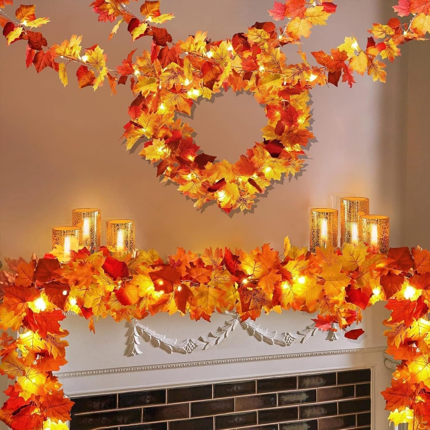 🍁Special Fall Sale 50% OFF🎃Fall Wreath with Pumpkin Maple Leaves