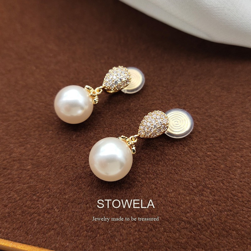 Élan Teardrop Pearl Crystal Clip-On Earrings product image 6