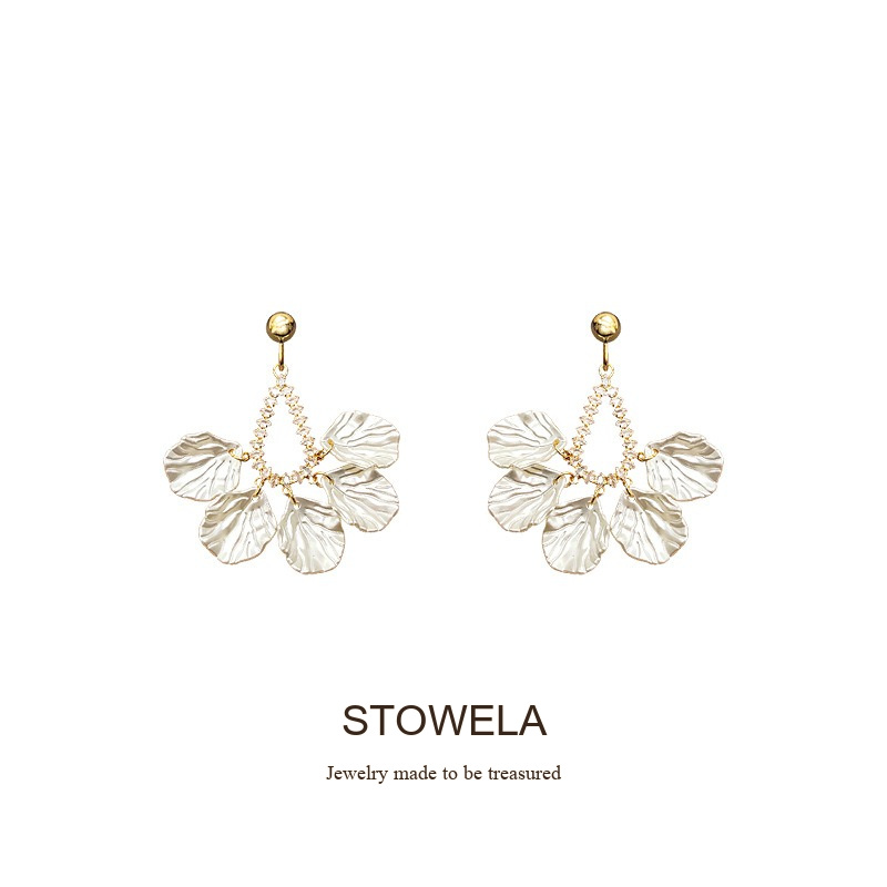 Celeste Teardrop Shell Crystal Clip-On Drop Earrings product image 7
