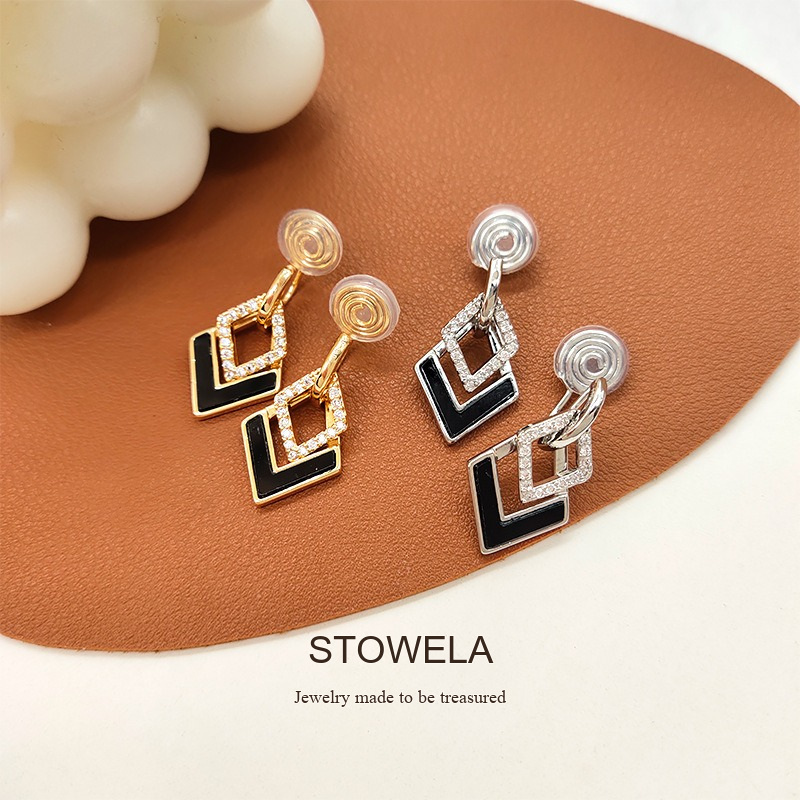 Celeste Diamond-Shaped Geometric Crystal Clip-On Earrings product image 8