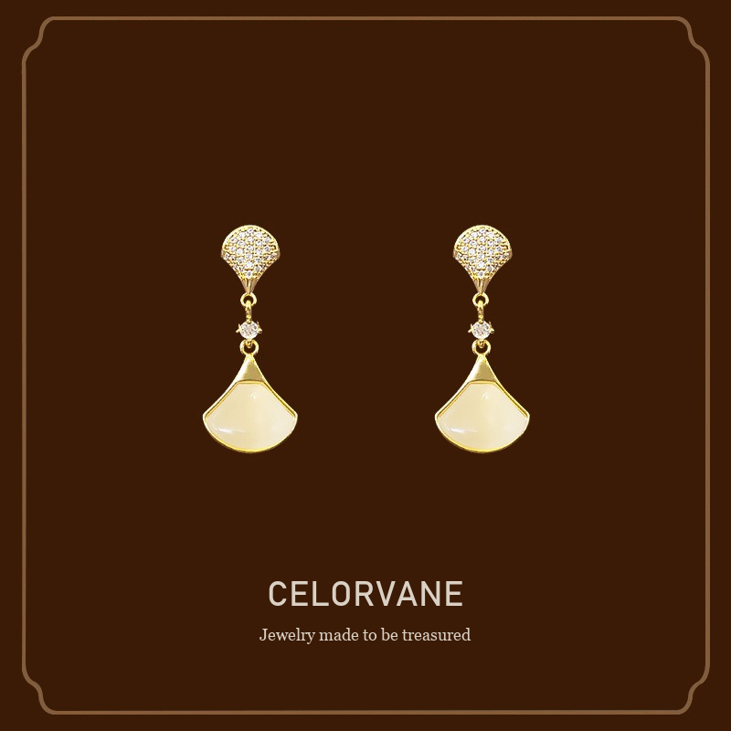Lumière Fan Shell Mother-of-Pearl Inspired Clip-On Earrings Celorvane cover image