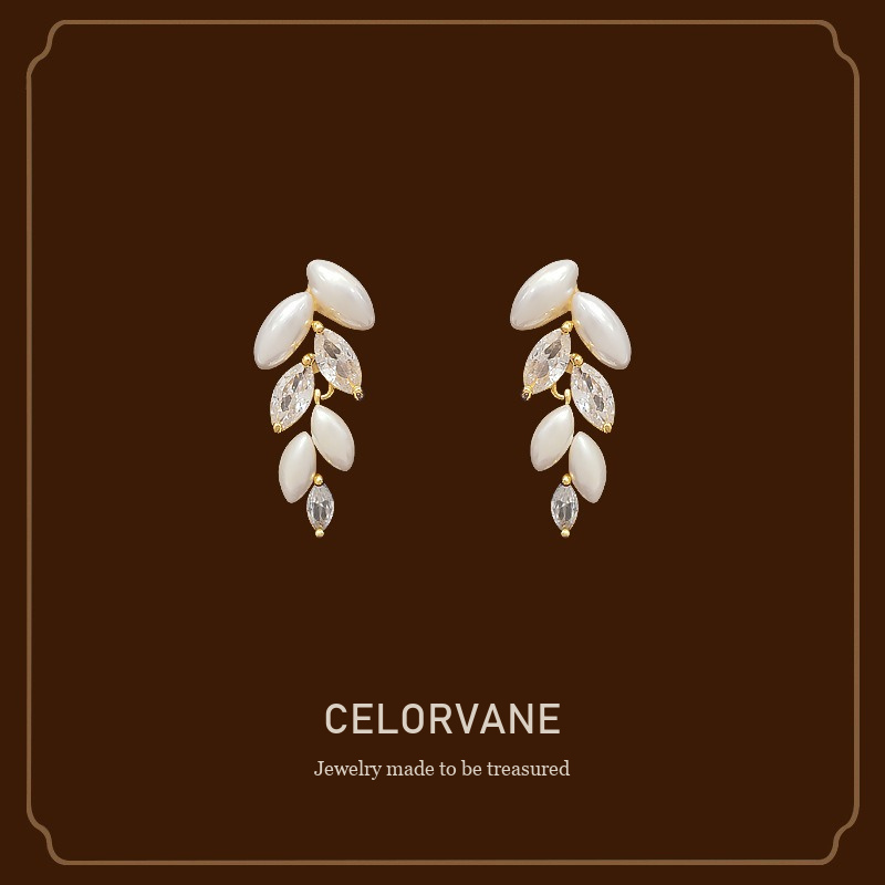 Vesper Wheat Ear Pearl Crystal Clip-On Drop Earrings Celorvane cover image