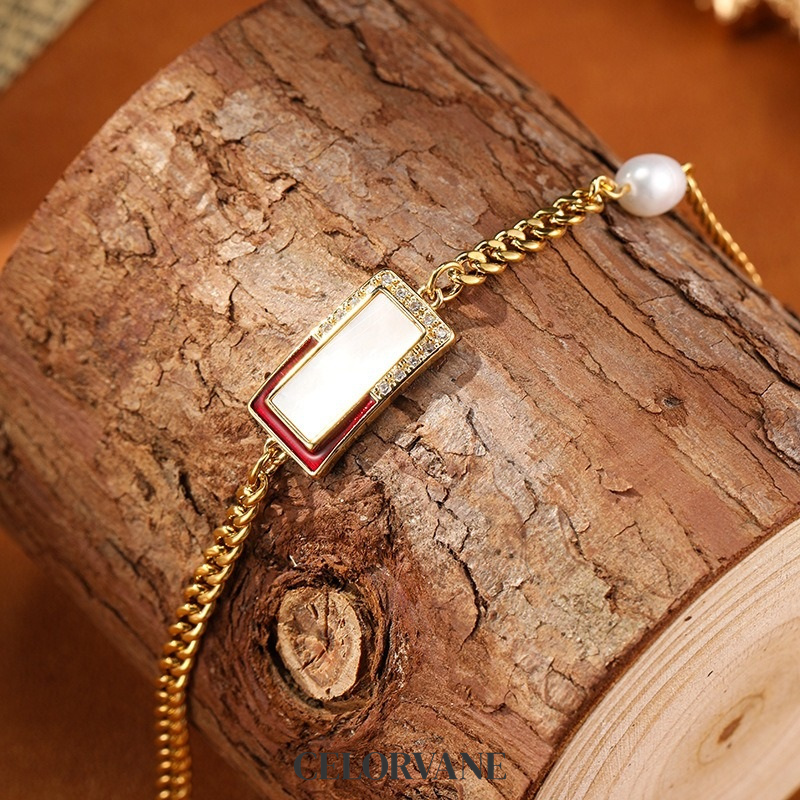 Amara Reverie Pearl Geometric Chain Bracelet product image 1