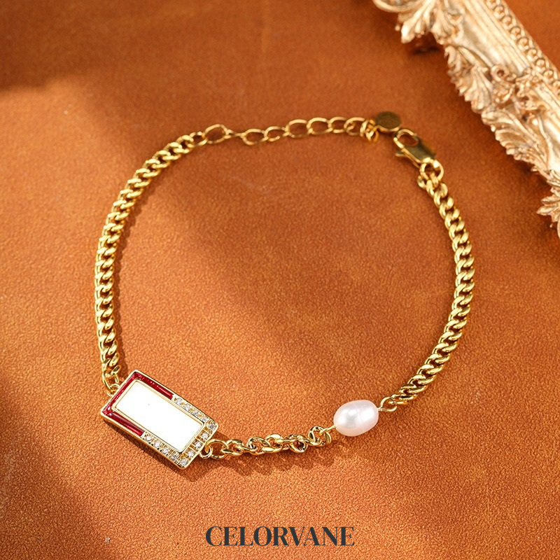 Amara Reverie Pearl Geometric Chain Bracelet product image 5