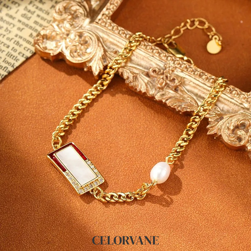 Amara Reverie Pearl Geometric Chain Bracelet product image 6