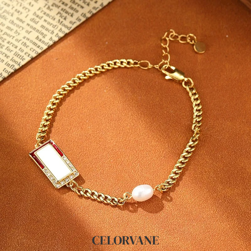 Amara Reverie Pearl Geometric Chain Bracelet product image 7