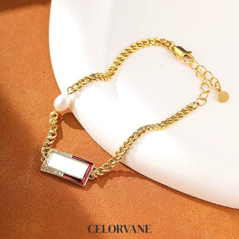 Amara Reverie Pearl Geometric Chain Bracelet product image 8
