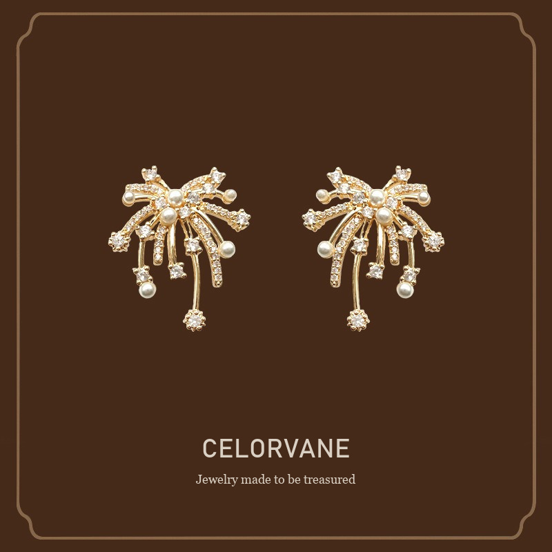 Vesper Pearl Crystal Starburst Stud Earrings Celorvane cover image
