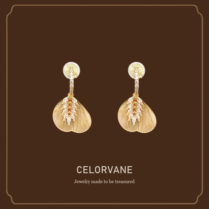 Seren Leaf Clip-On Drop Earrings Celorvane cover image