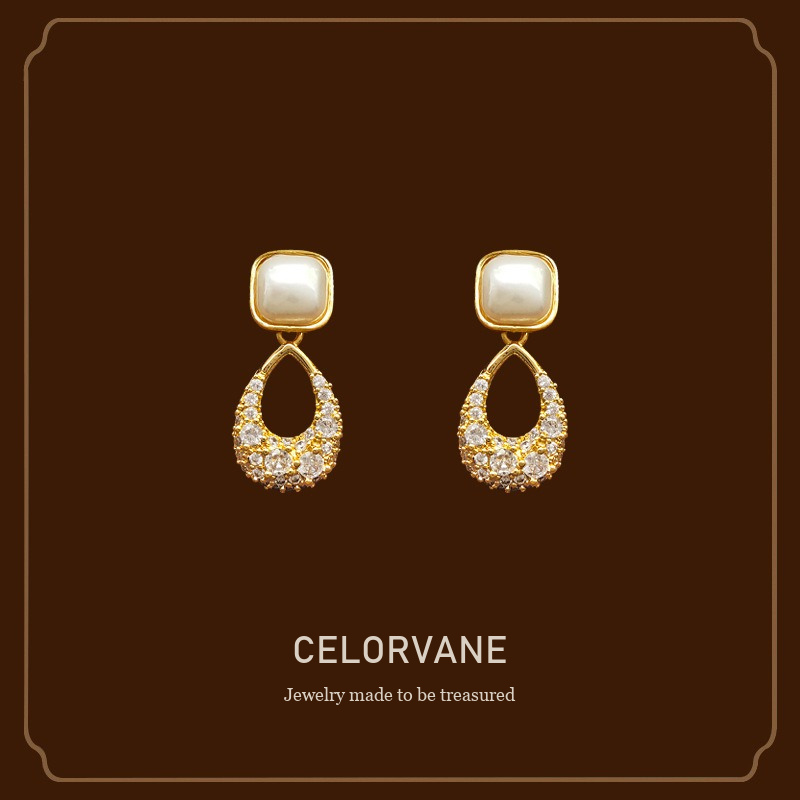 Aurelia Teardrop Cat-Eye Pavé Crystal Clip-On Earrings Celorvane cover image