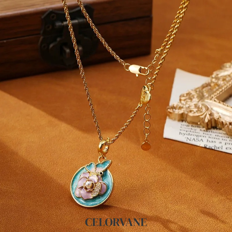 Valentina Halo Butterfly Floral Pendant Necklace product image 1