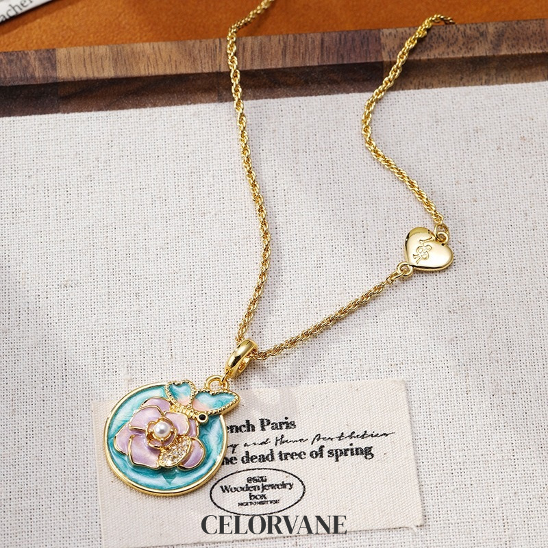 Valentina Halo Butterfly Floral Pendant Necklace product image 3