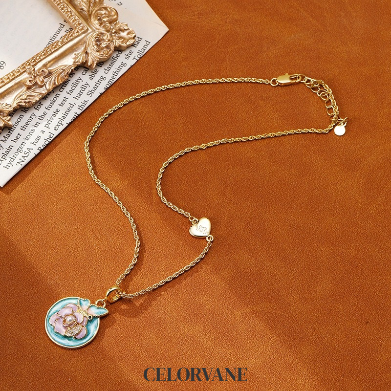 Valentina Halo Butterfly Floral Pendant Necklace product image 4