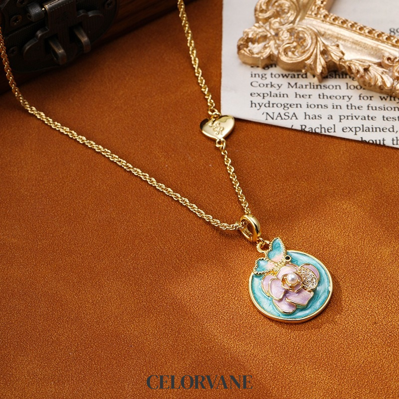 Valentina Halo Butterfly Floral Pendant Necklace product image 5