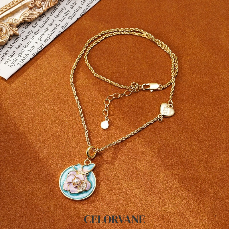 Valentina Halo Butterfly Floral Pendant Necklace product image 6