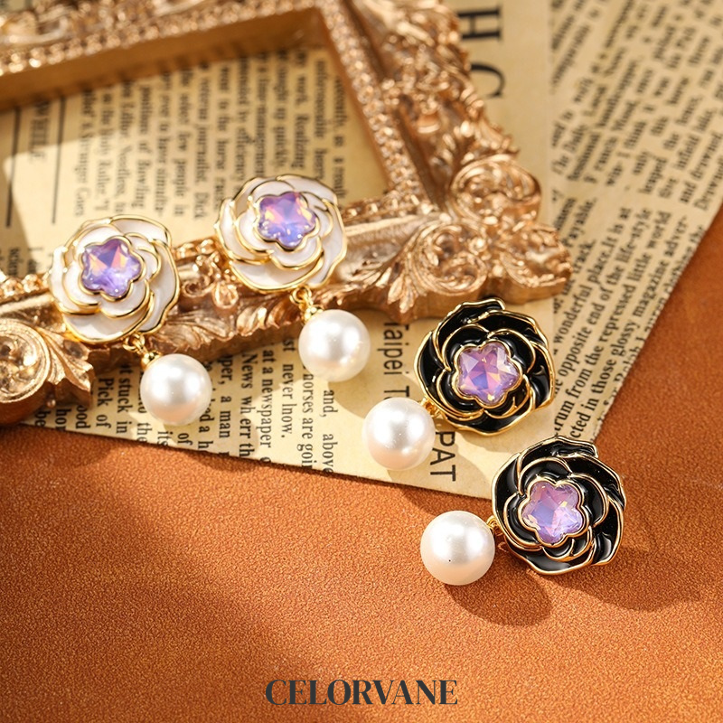 Marielle Gleam Camellia Enamel Drop Earrings product image 1