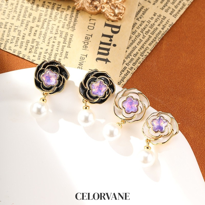 Marielle Gleam Camellia Enamel Drop Earrings product image 2