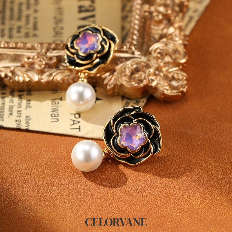 Marielle Gleam Camellia Enamel Drop Earrings product image 3