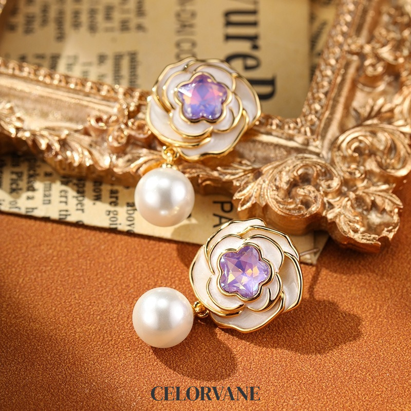 Marielle Gleam Camellia Enamel Drop Earrings product image 4