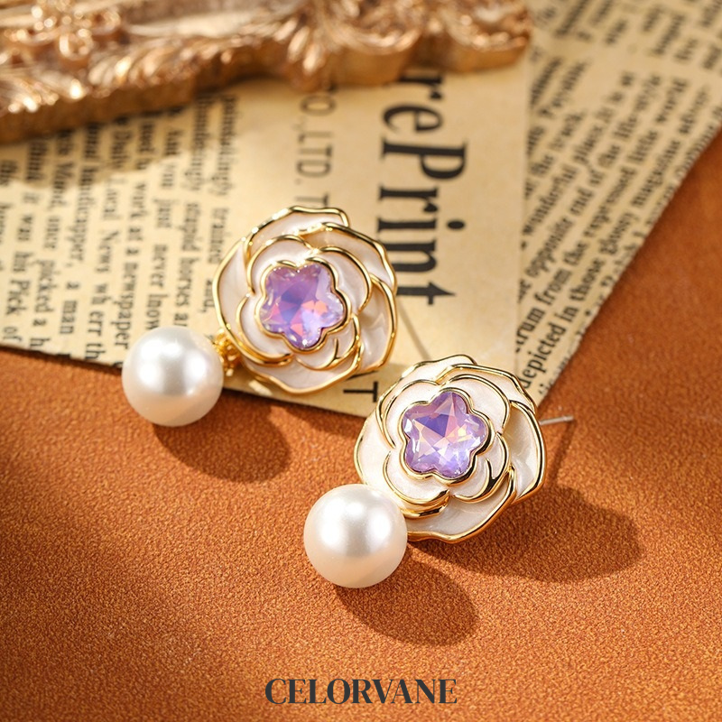 Marielle Gleam Camellia Enamel Drop Earrings product image 5