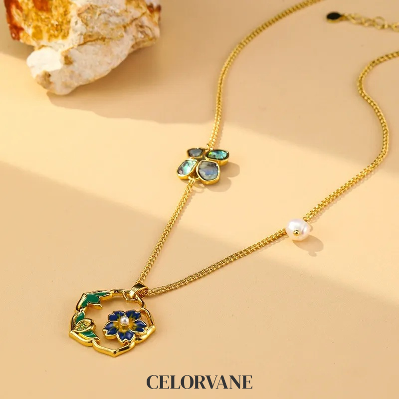 Vesper Reverie Floral Enamel Pendant Necklace product image 1