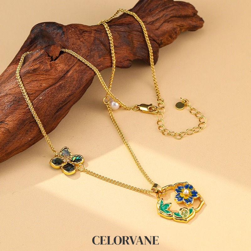 Vesper Reverie Floral Enamel Pendant Necklace product image 2
