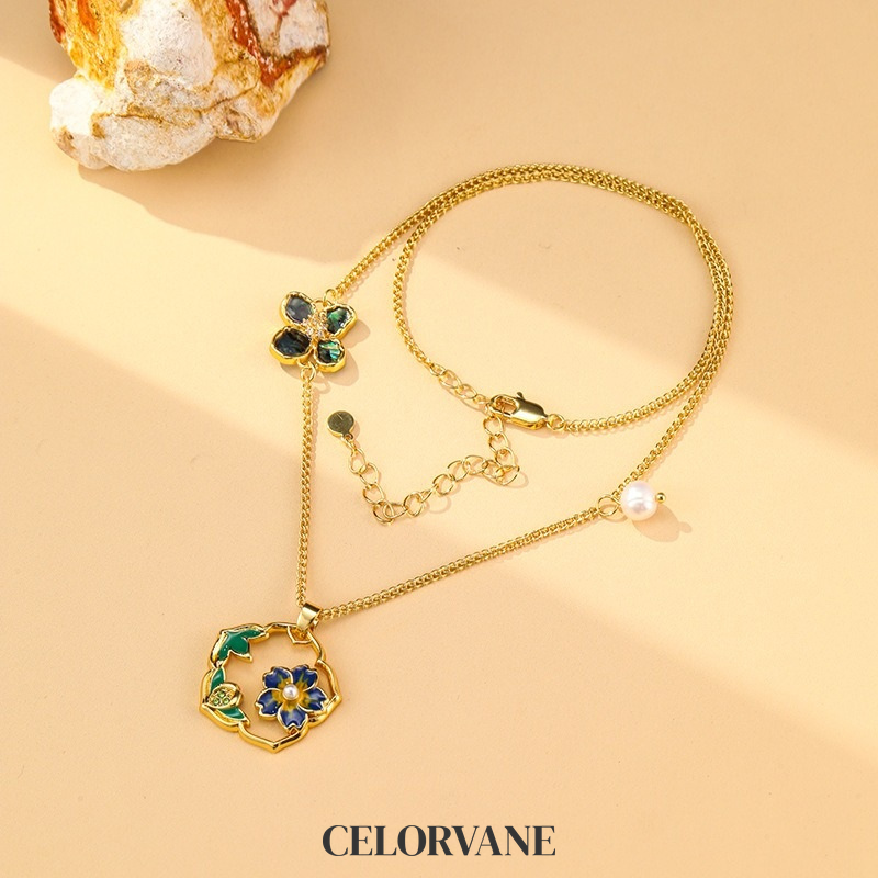Vesper Reverie Floral Enamel Pendant Necklace product image 4