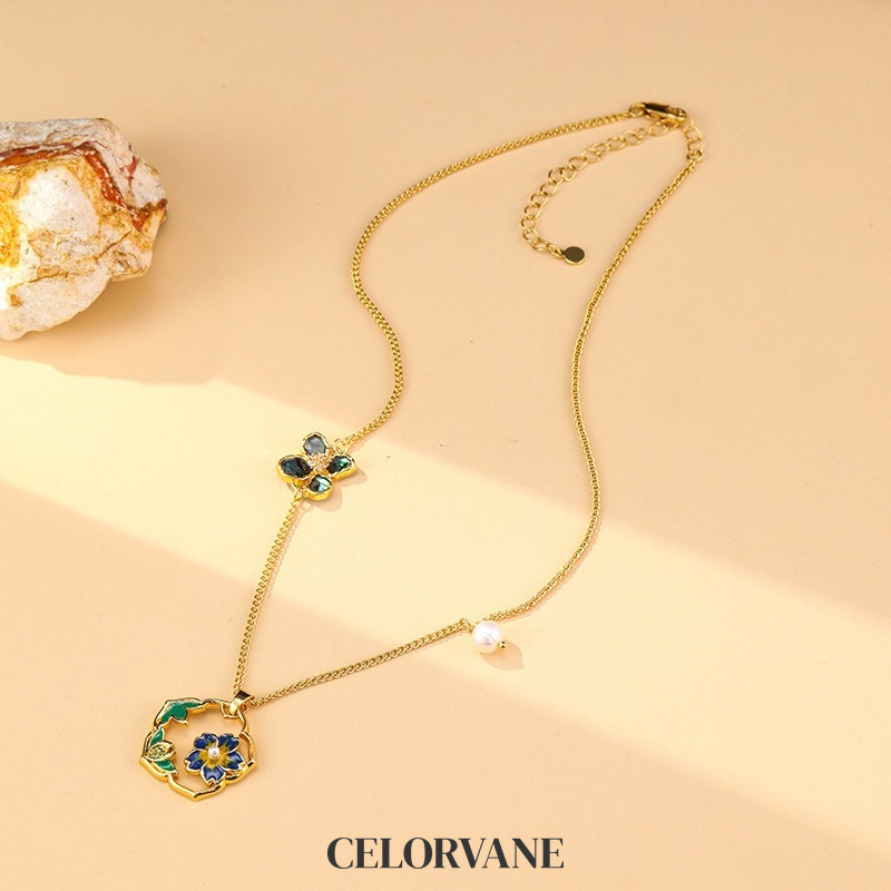 Vesper Reverie Floral Enamel Pendant Necklace product image 5