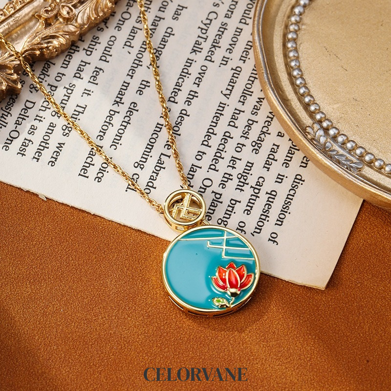 Celeste Bloom Lotus Enamel Pendant Necklace product image 2