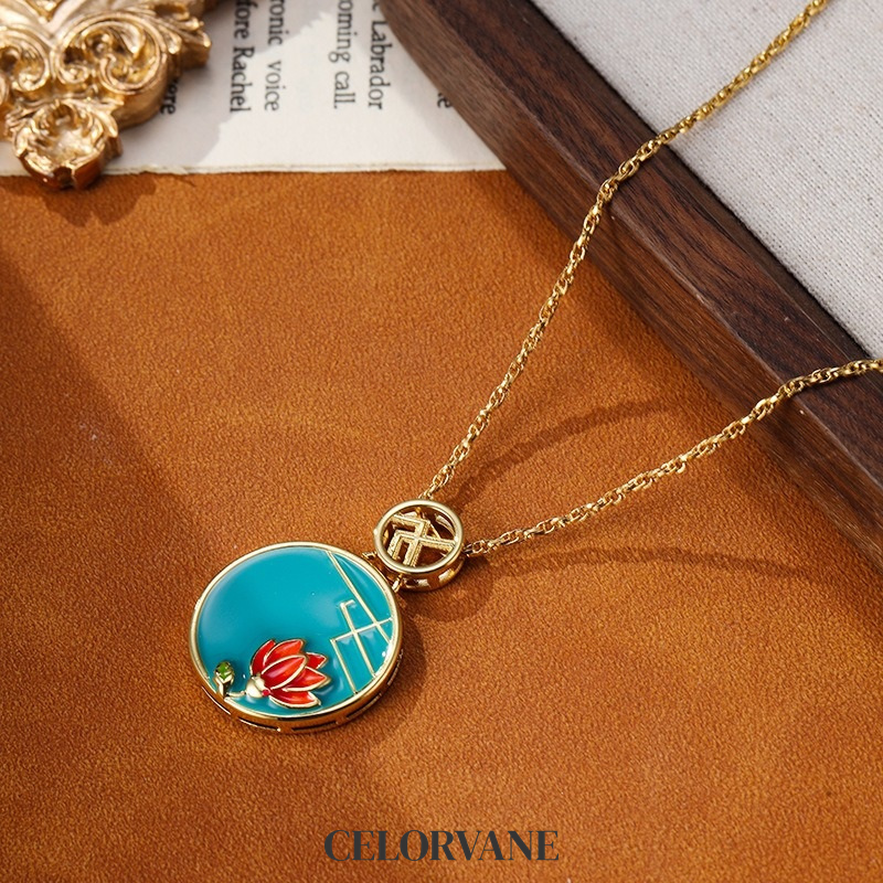 Celeste Bloom Lotus Enamel Pendant Necklace product image 4