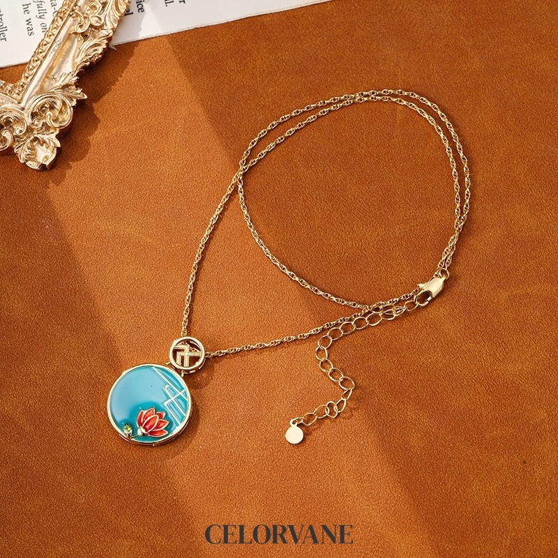 Celeste Bloom Lotus Enamel Pendant Necklace product image 5