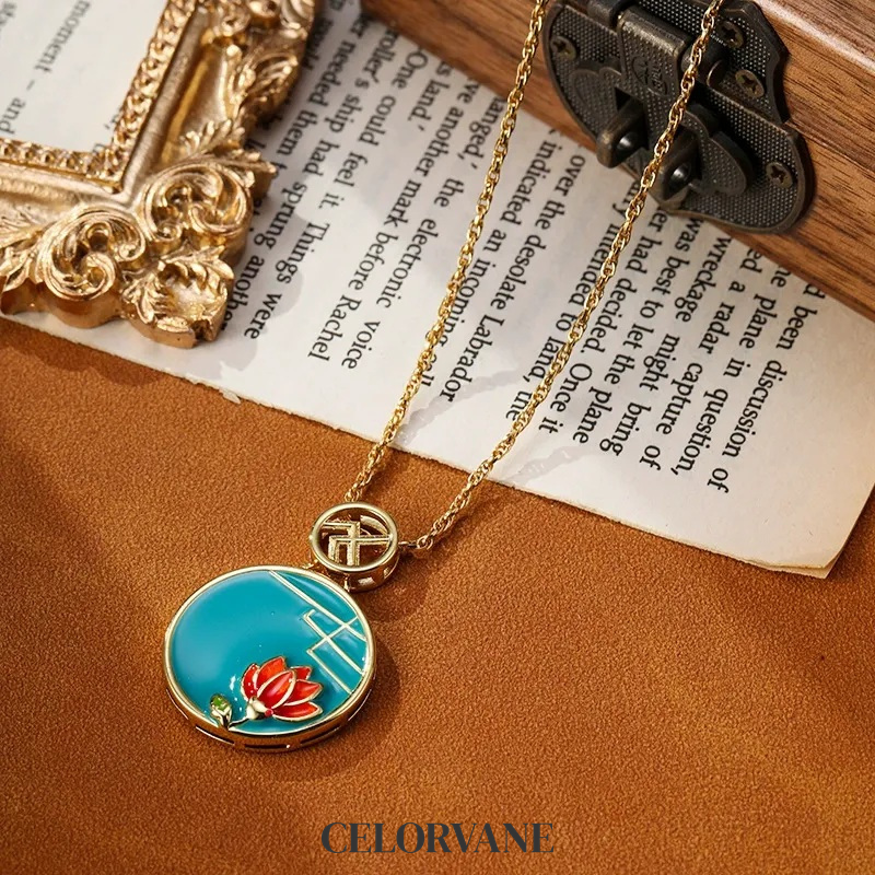 Celeste Bloom Lotus Enamel Pendant Necklace product image 6