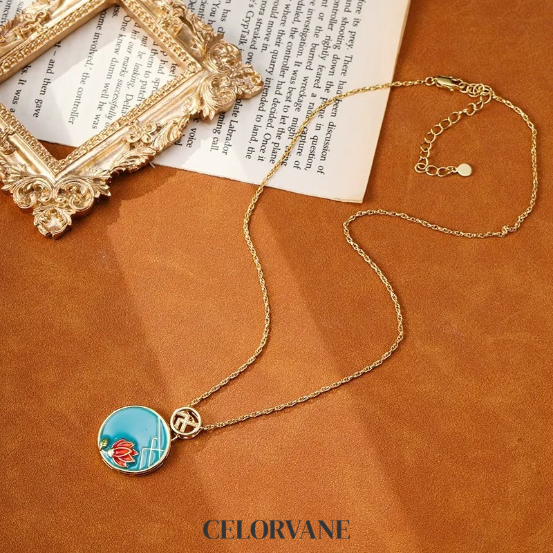 Celeste Bloom Lotus Enamel Pendant Necklace product image 7