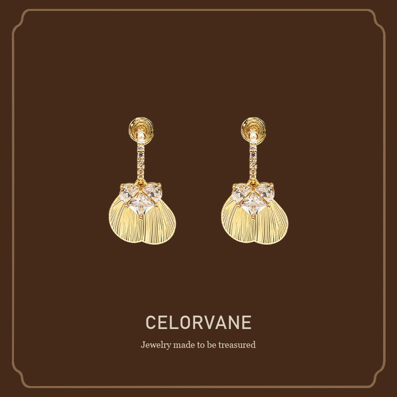 Vesper Fan Shell Crystal Clip-On Earrings Celorvane cover image