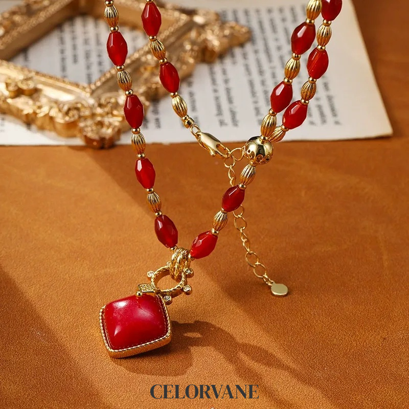 Evadne Muse Garnet-Tone Pendant Necklace product image 1