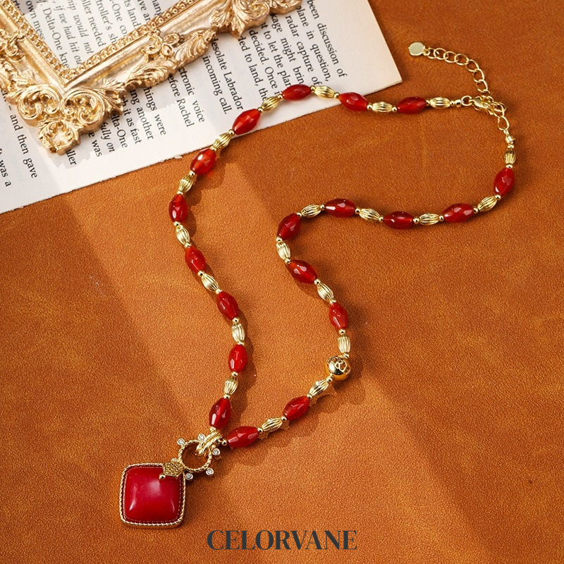 Evadne Muse Garnet-Tone Pendant Necklace product image 4