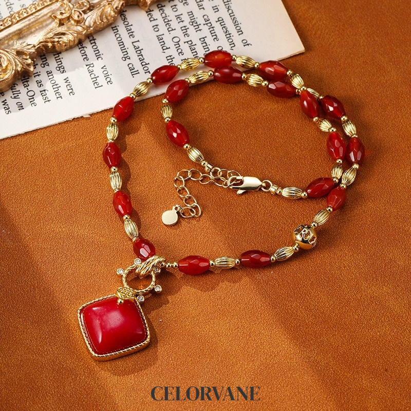 Evadne Muse Garnet-Tone Pendant Necklace product image 5