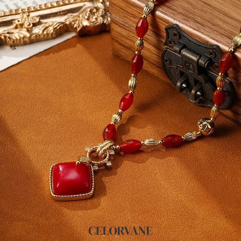 Evadne Muse Garnet-Tone Pendant Necklace product image 7